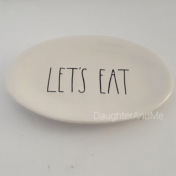 New! Rae dunn LET'S EAT TASTE YUMMY Oval Plates - Picture 2 of 4